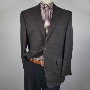 Chaps Men's Tweed Sport Coat Blazer Two Button‎ Gray Wool Size 44R